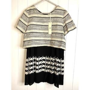 Thakoon Addition NWT‎ Black and Cream Layered Dress Fully Lined Size 2